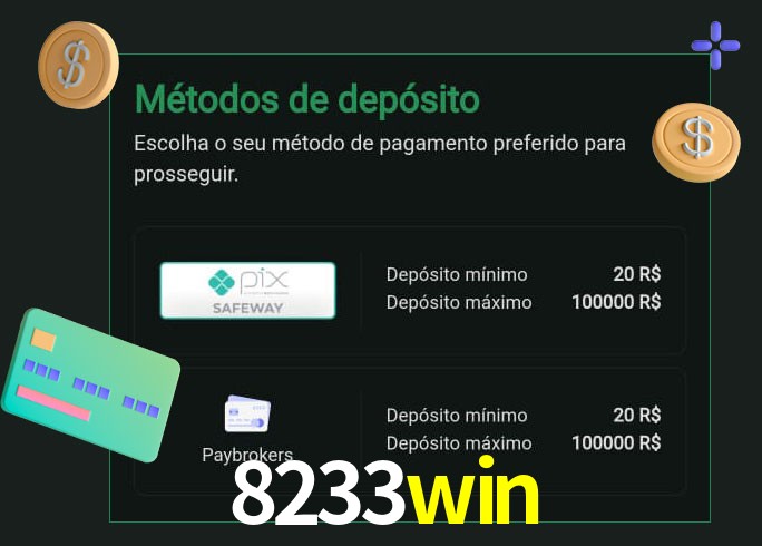 O cassino 8233win oferece uma grande variedade de métodos de pagamento